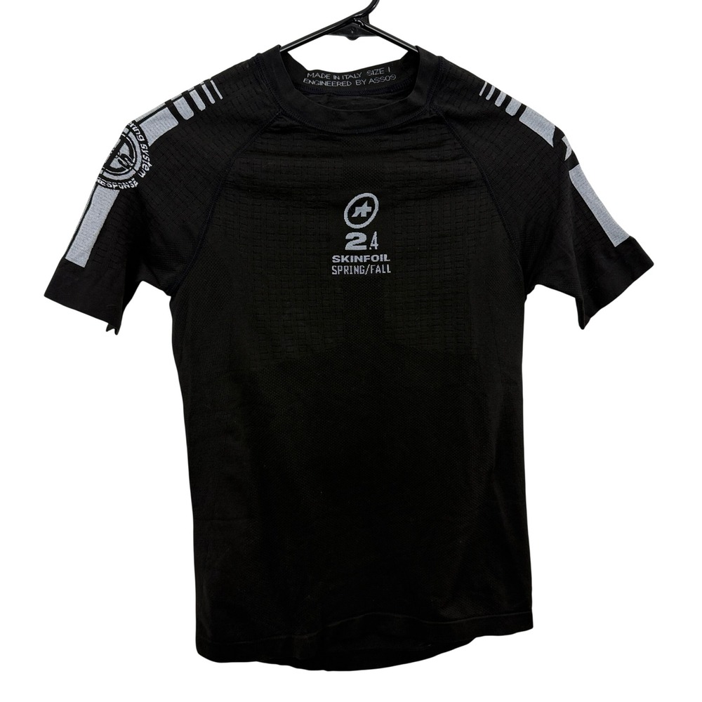Assos Skinfoil Base Layer Mens Size 1 Black Cycling Spring Fall Short Sleeve